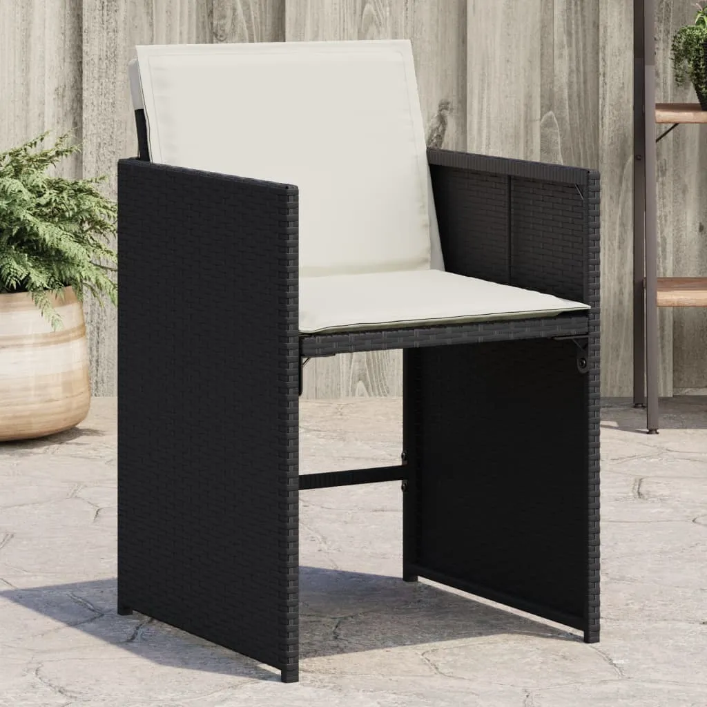 Gartenstuhl aus PE-Rattan mit Stahlrahmen 50,5x54x79 cm Schwarz
