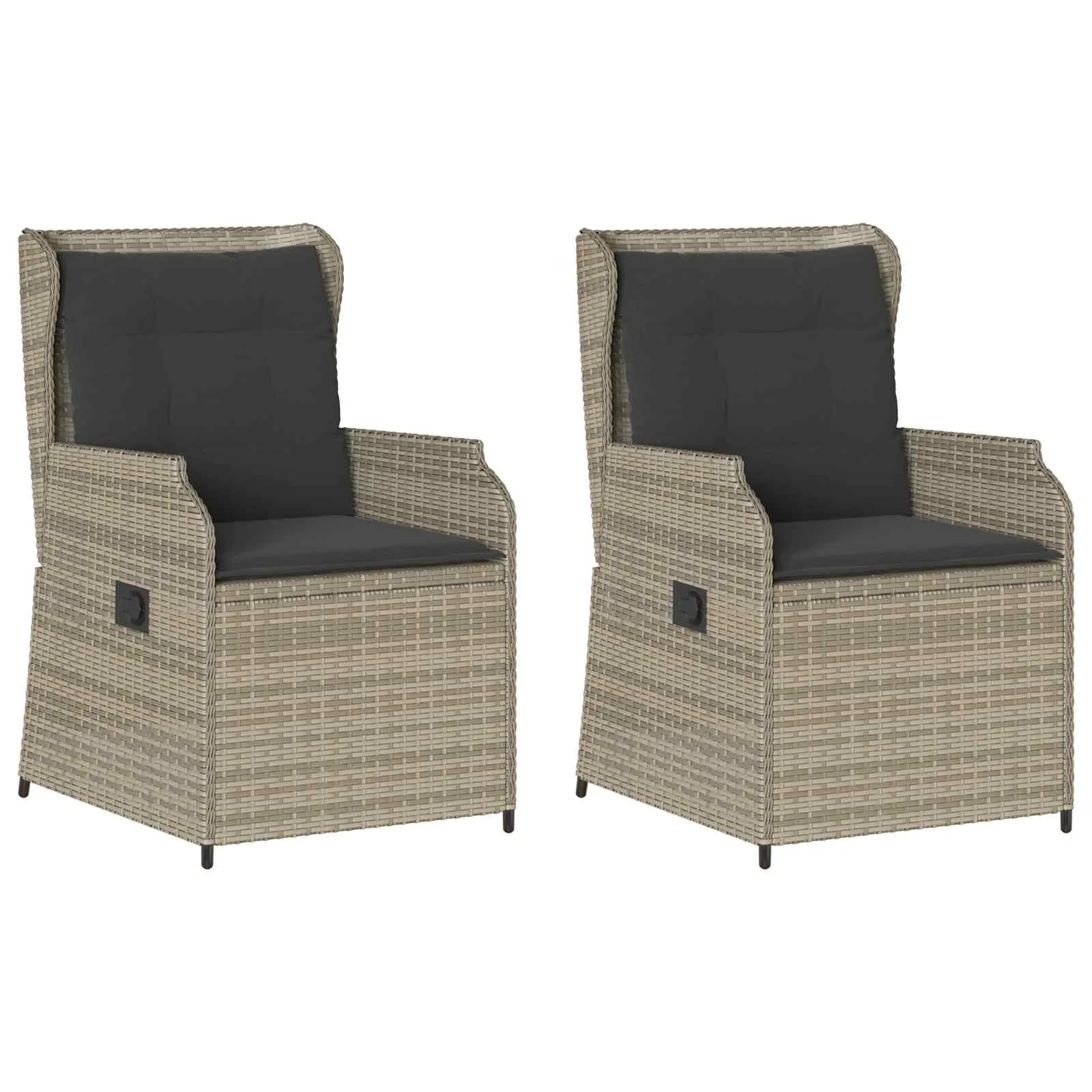 Verstellbare Gartenbank 55x67x95 cm Hellgrau aus Poly-Rattan
