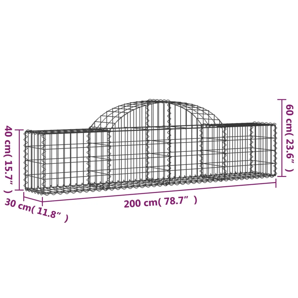 Gabionenkorb Silbern 200 x 30 x 40/60 cm