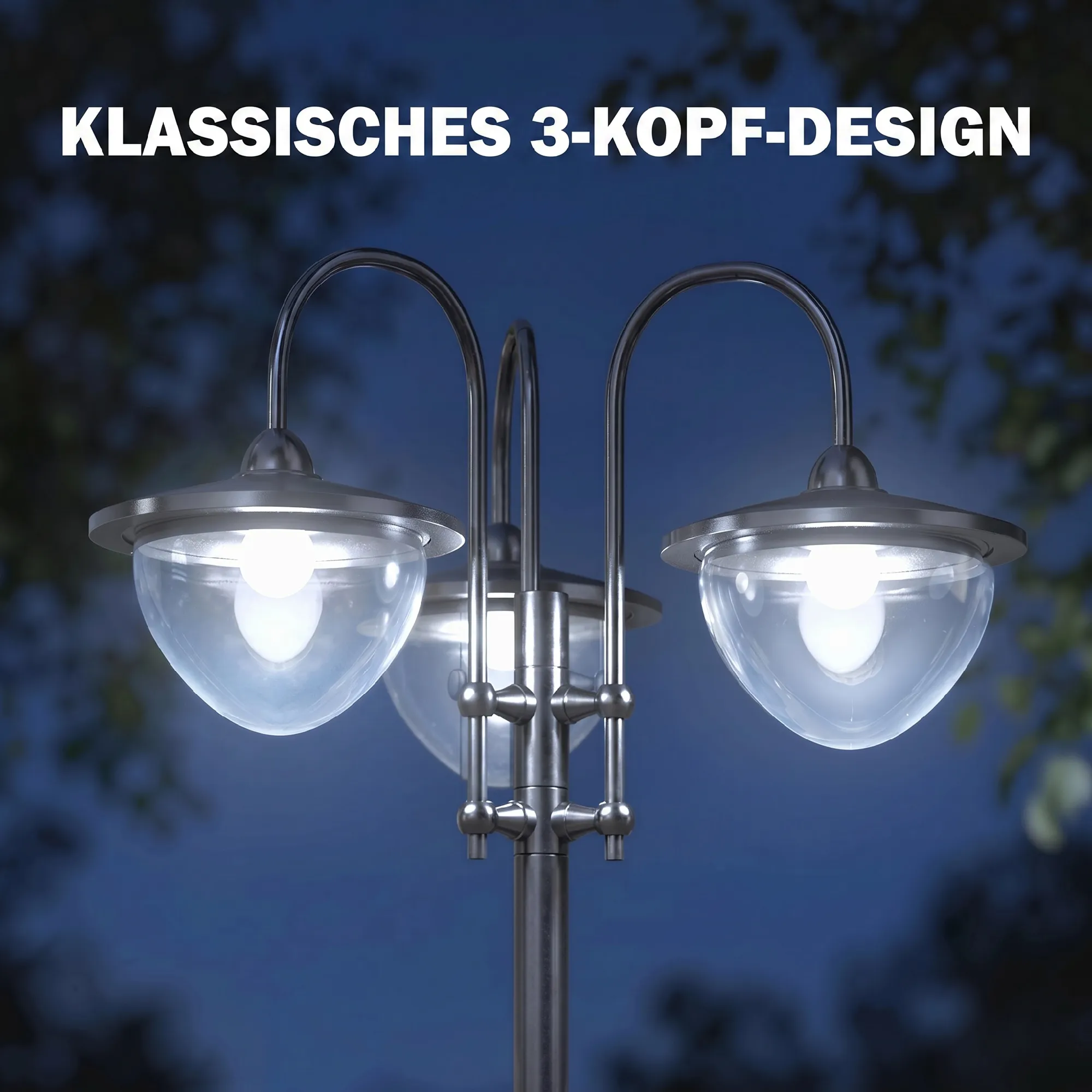 Solarleuchte Gartenlaterne mit Blumentopf-Basis, 189 cm, Schwarz