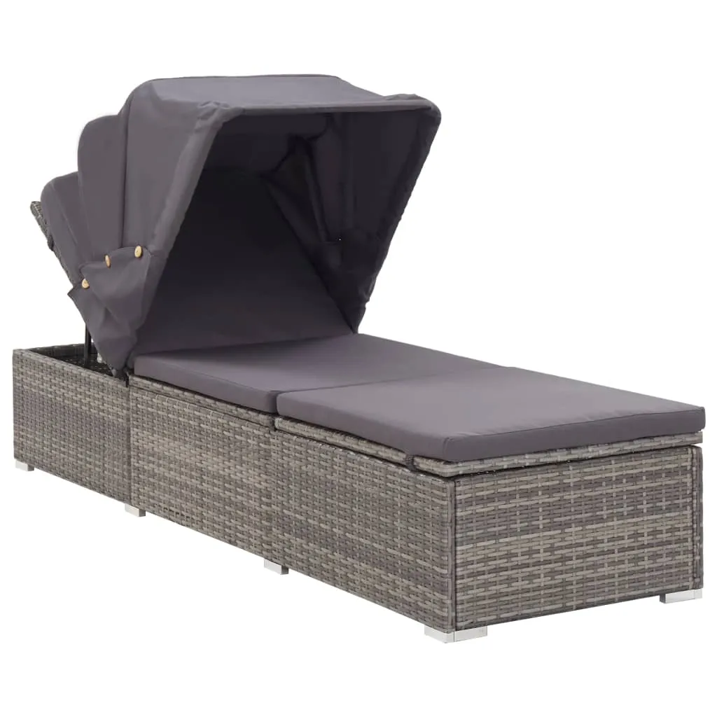 Sonnenliege aus PE-Rattan 195x60x110 cm in Grau