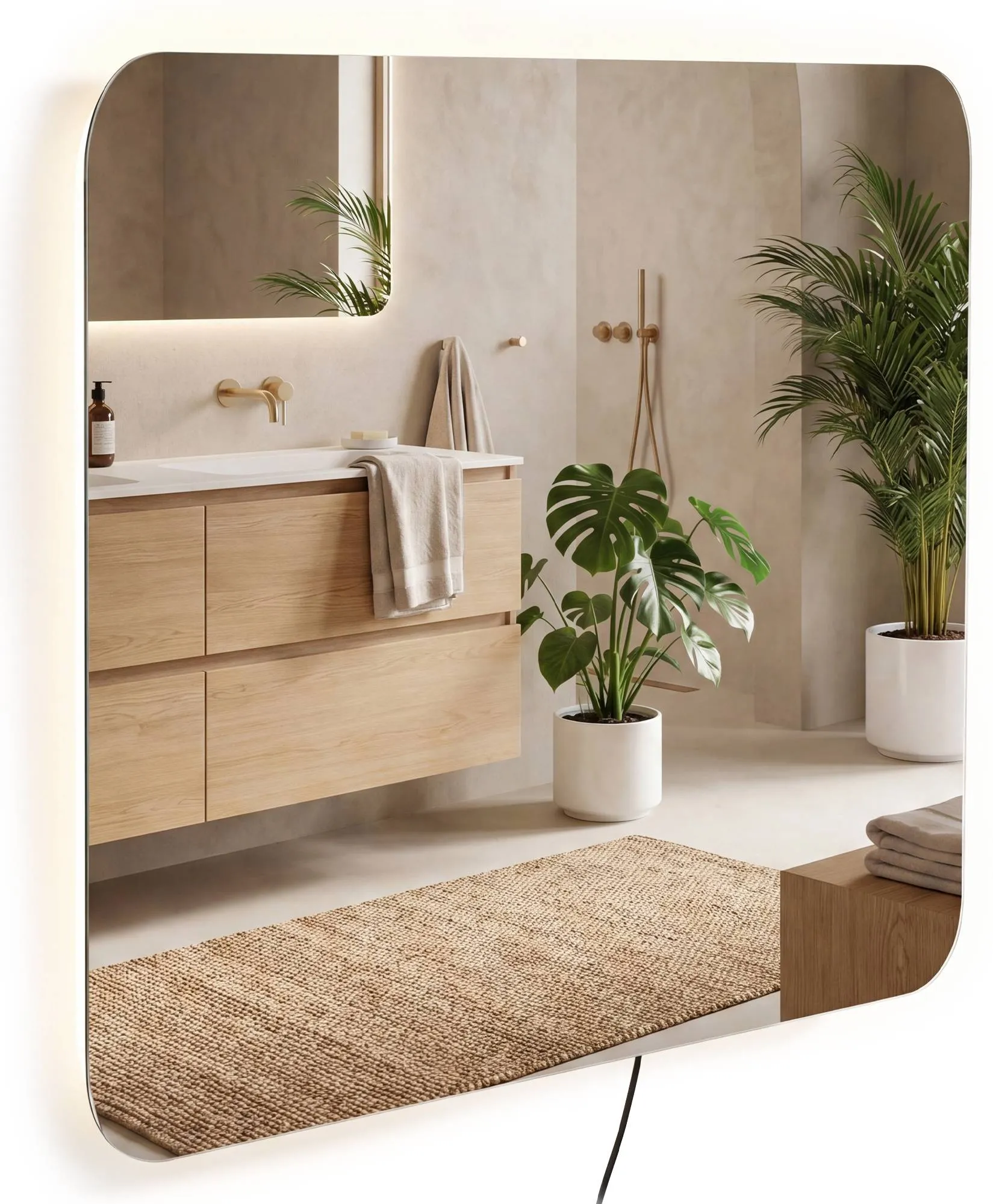 Badspiegel Palmiro LED 80x80 Klarglas