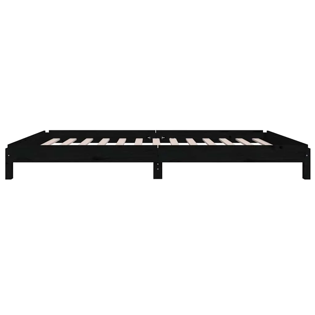 Stapelbett aus massivholz Schwarz 196,5 x 81,5 x 22 cm