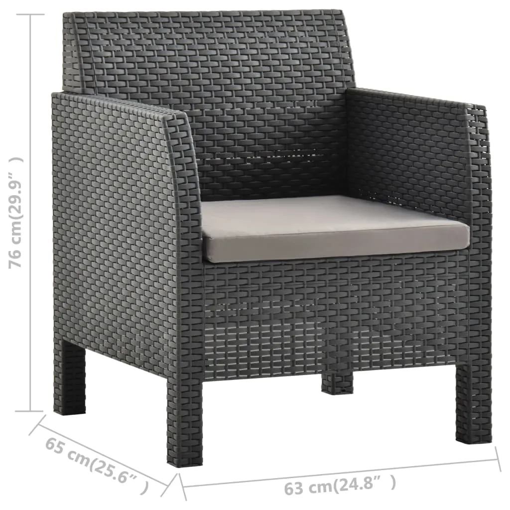 Gartenstuhl mit Kissen Anthrazit 63x65x76 cm Polypropylen Rattan-Optik