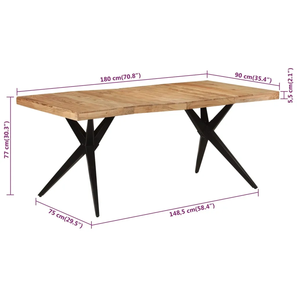 Esstisch Industrie-Stil Echtholz 180x90x77 cm Schwarz