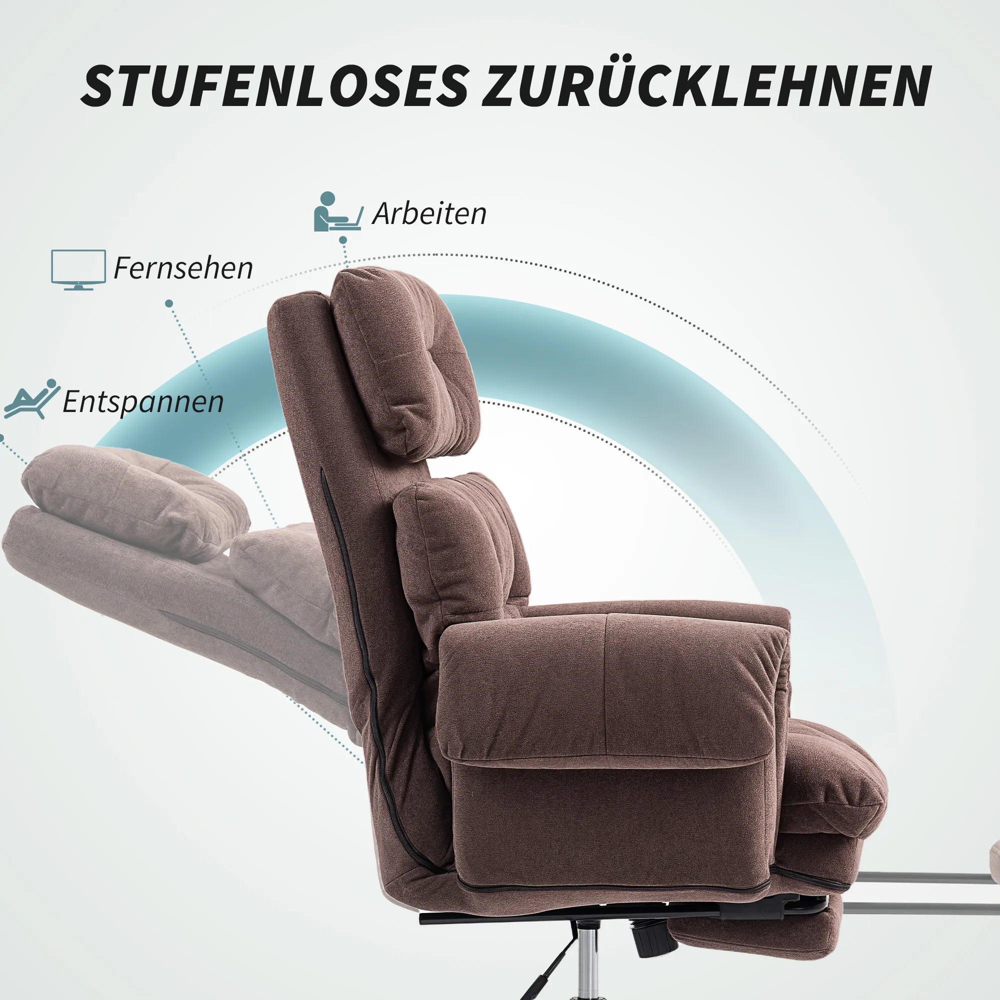 Bürostuhl mit Fußstütze 80B x 77T x 108-116H cm Kaffeebraun+Schwarz