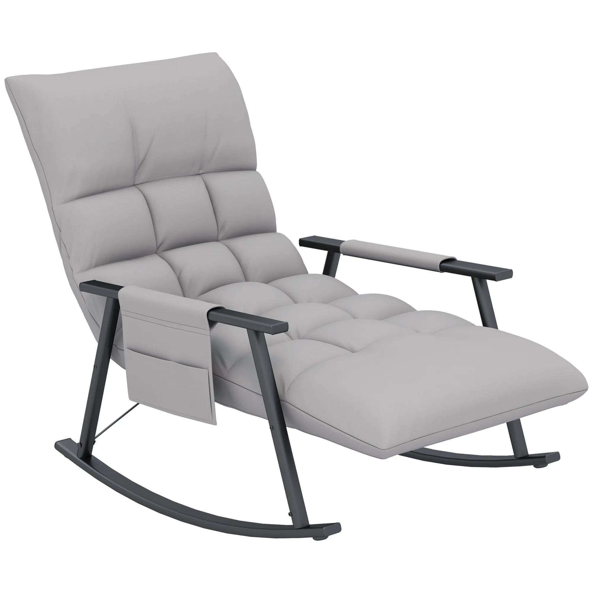 Schaukelstuhl Grau 134T x 60B x 70H cm mit Fußstütze und Rückenlehne