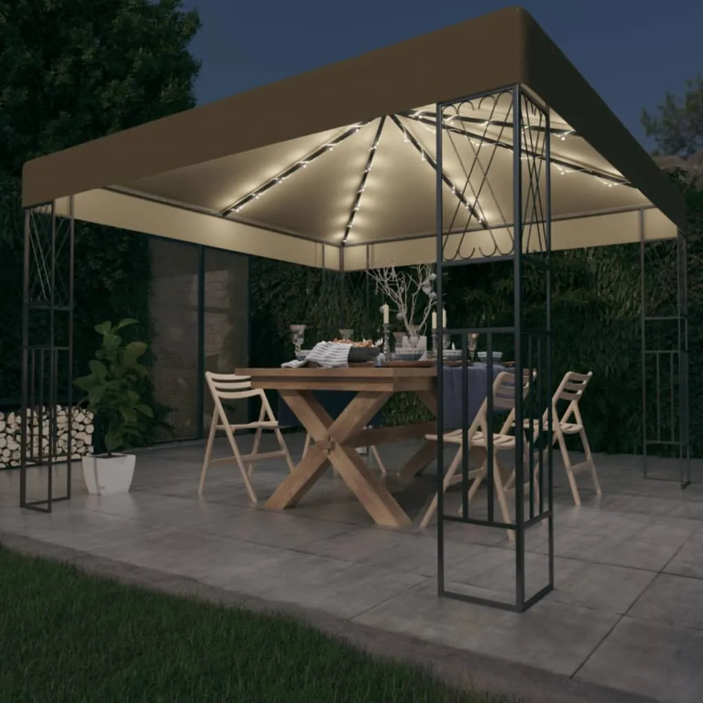 Gartenpavillon 3x3x2,6 m Taupe mit Stahlrahmen und Polyesterdach