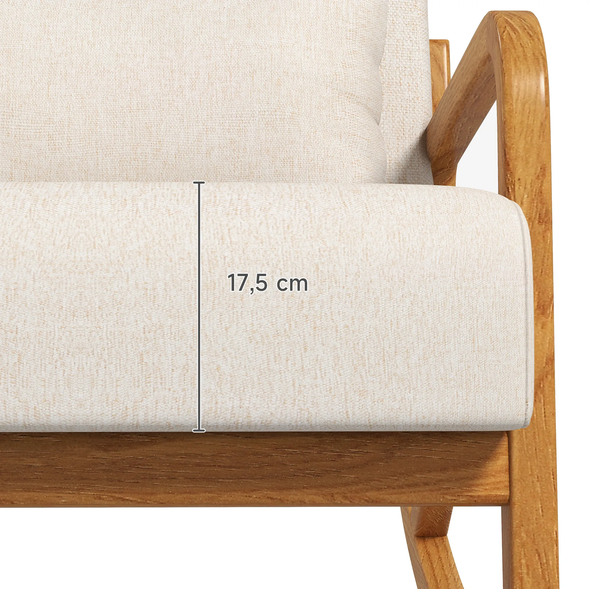 Relaxstuhl Creme+Natur 64,5L x 92B x 81,5H cm