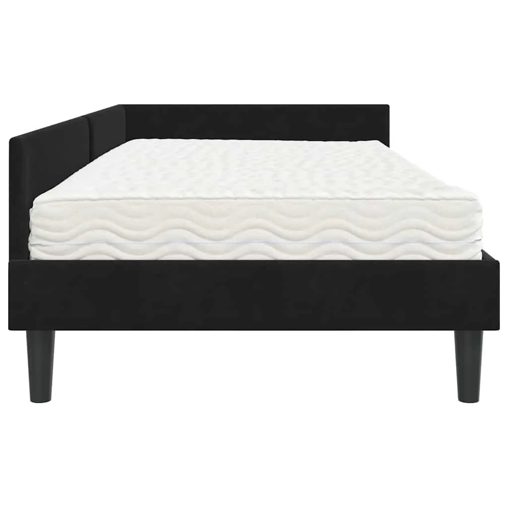 Eckbettgestell mit Matratze 204 x 94 x 57 cm Schwarz