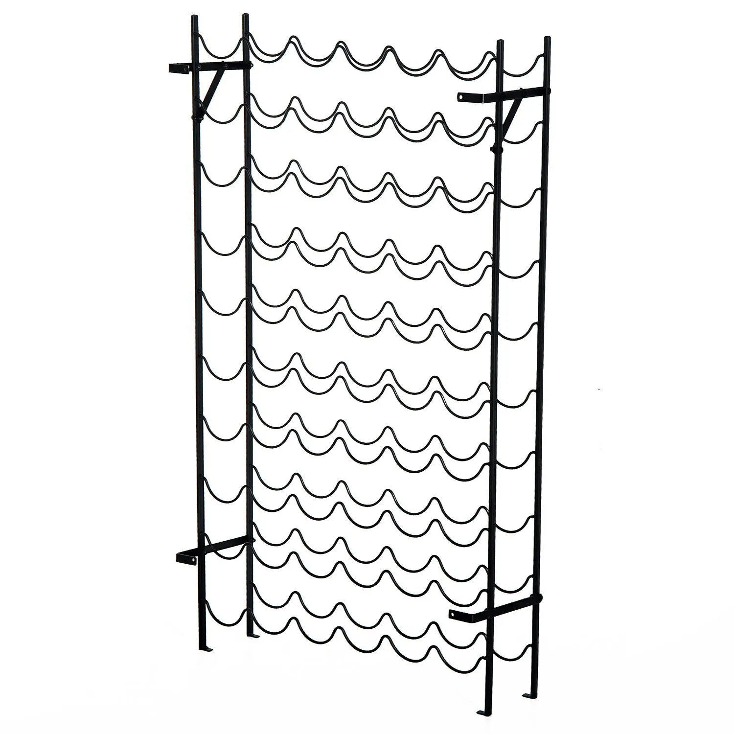Weinregal für 60 Flaschen Flaschenregal Flaschenhalter Weinflaschenhalter aus Metall für Keller, Lagerraum, 63 x 20,5 x 118 cm Schwarz