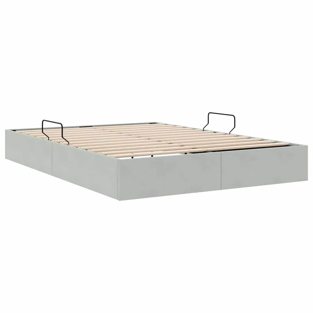 Stauraumbett 207 x 153 x 23.5 cm Hellgrau
