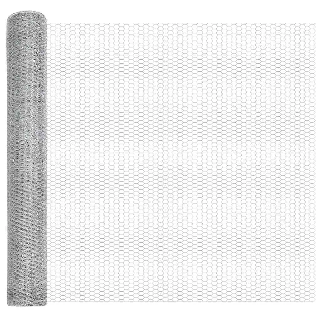 Hexagonzaun Silber 50 x 1,4 m aus verzinktem Stahl
