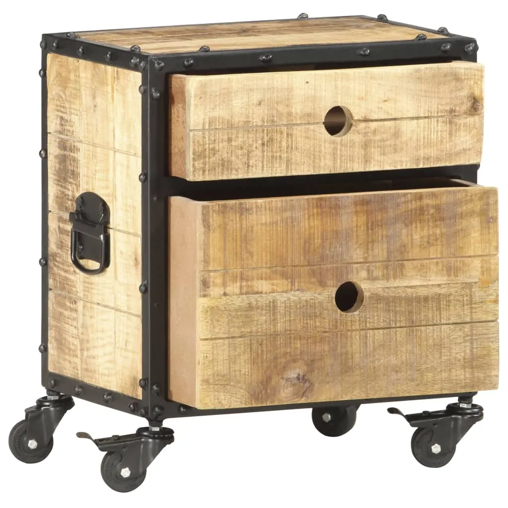 Nachttisch 40x30x50 cm Raues Mangoholz