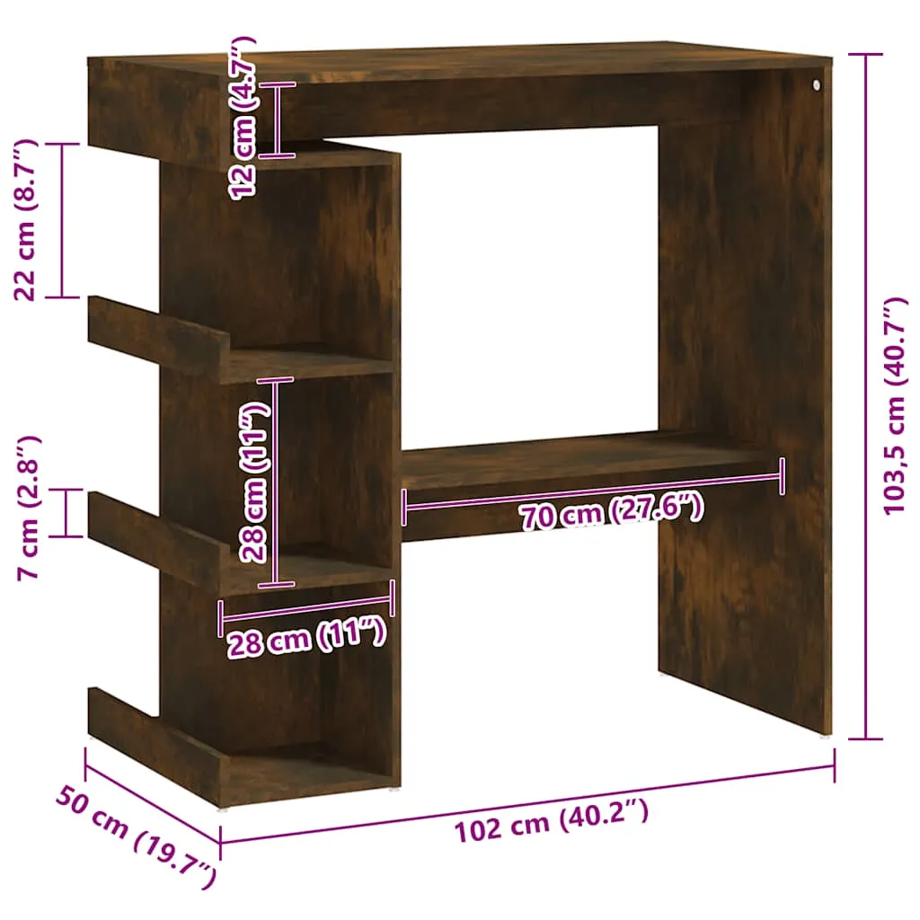 Stehtisch 100 x 50 x 101,5 cm in Räuchereiche, Holzwerkstoff
