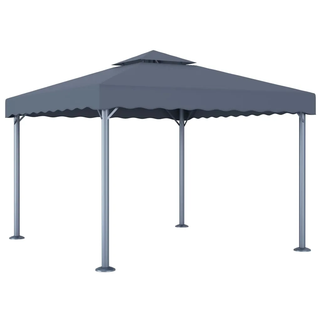 Pavillon Anthrazit 300x300x270 cm mit Solar-Lichterkette und Aluminium-Stahl-Gestell