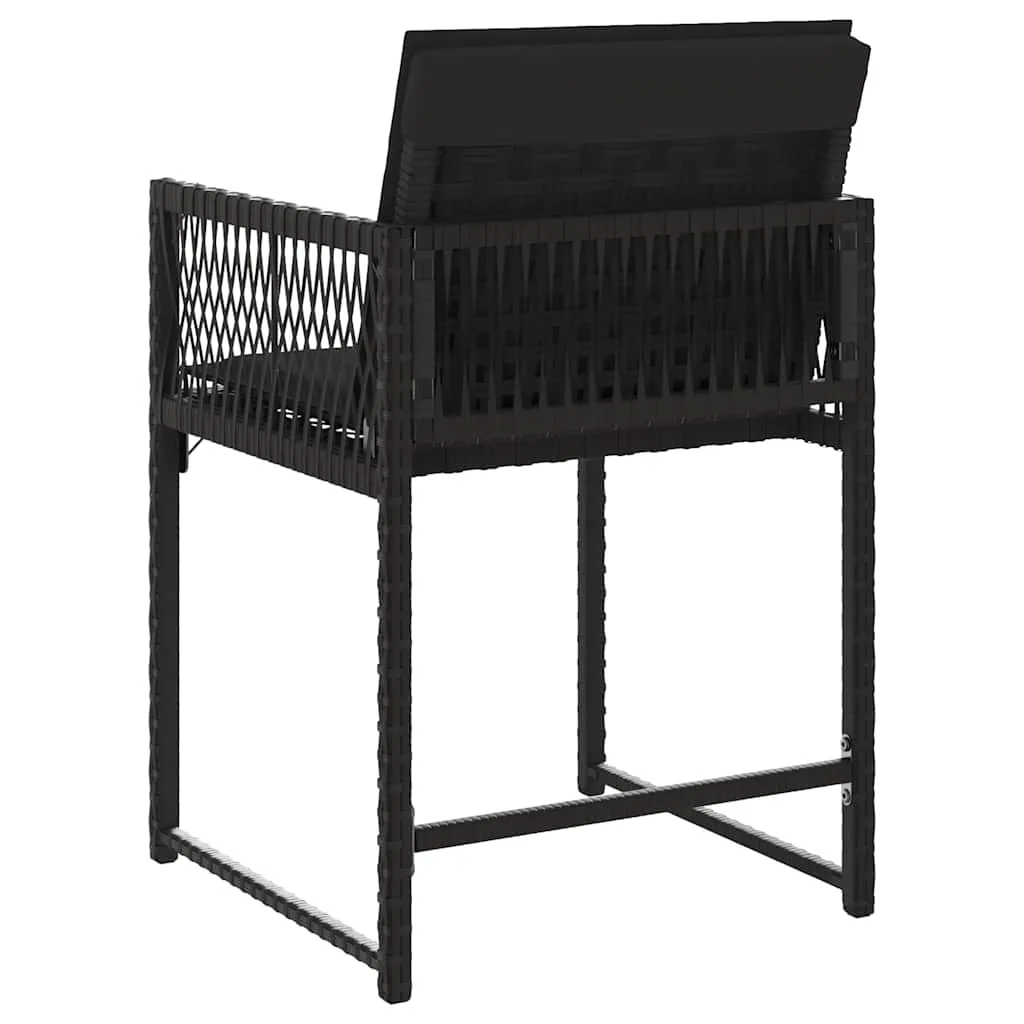 Gartenstuhl aus PE-Rattan mit Stahlrahmen 50,5x54x79 cm Schwarz