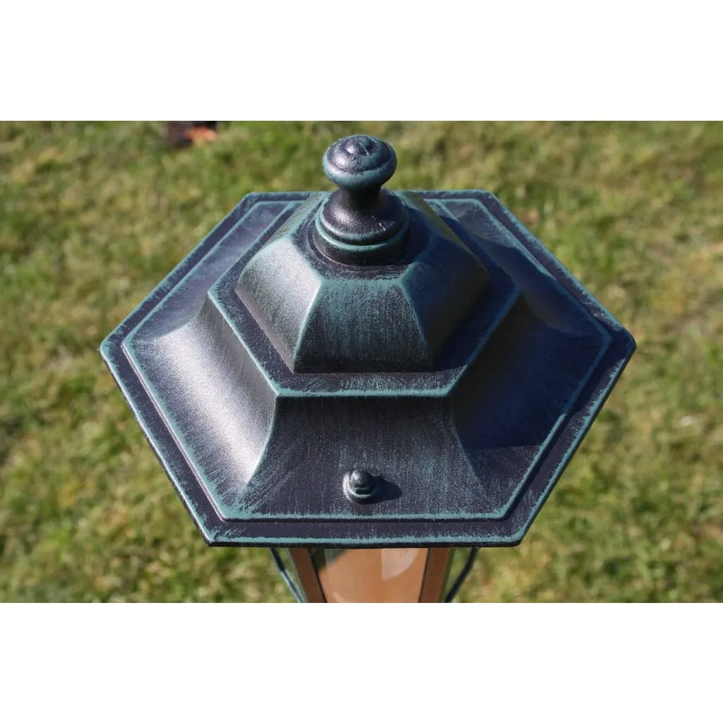 Dunkelgrüne Gartenleuchte aus Aluminium und Glas, 105 cm hoch
