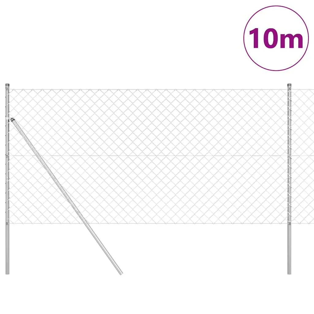 Zaunpfosten-Set aus Stahl 1000 x 3,2 x 120 cm Silber
