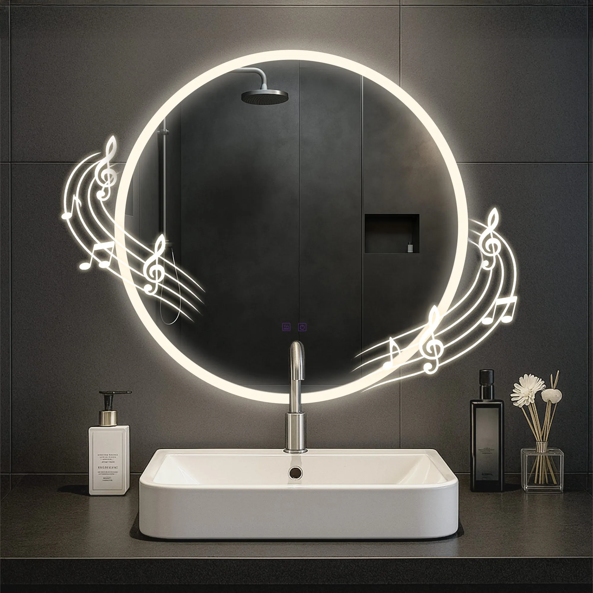 Badspiegel Laconia Bluetooth 70x70 cm Klarglas