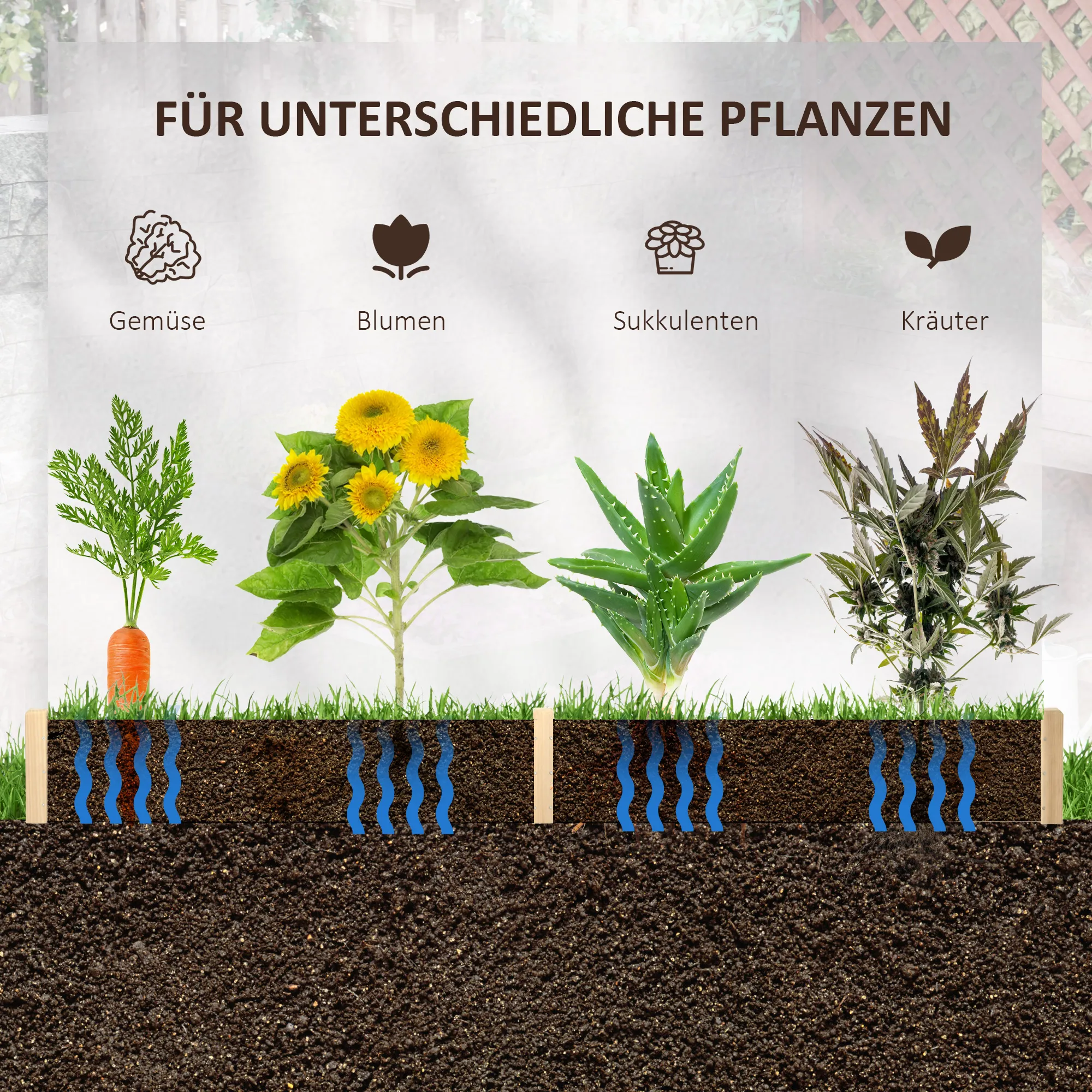 Sechseckiges Hochbeet 100L x 92B x 16H cm Natur