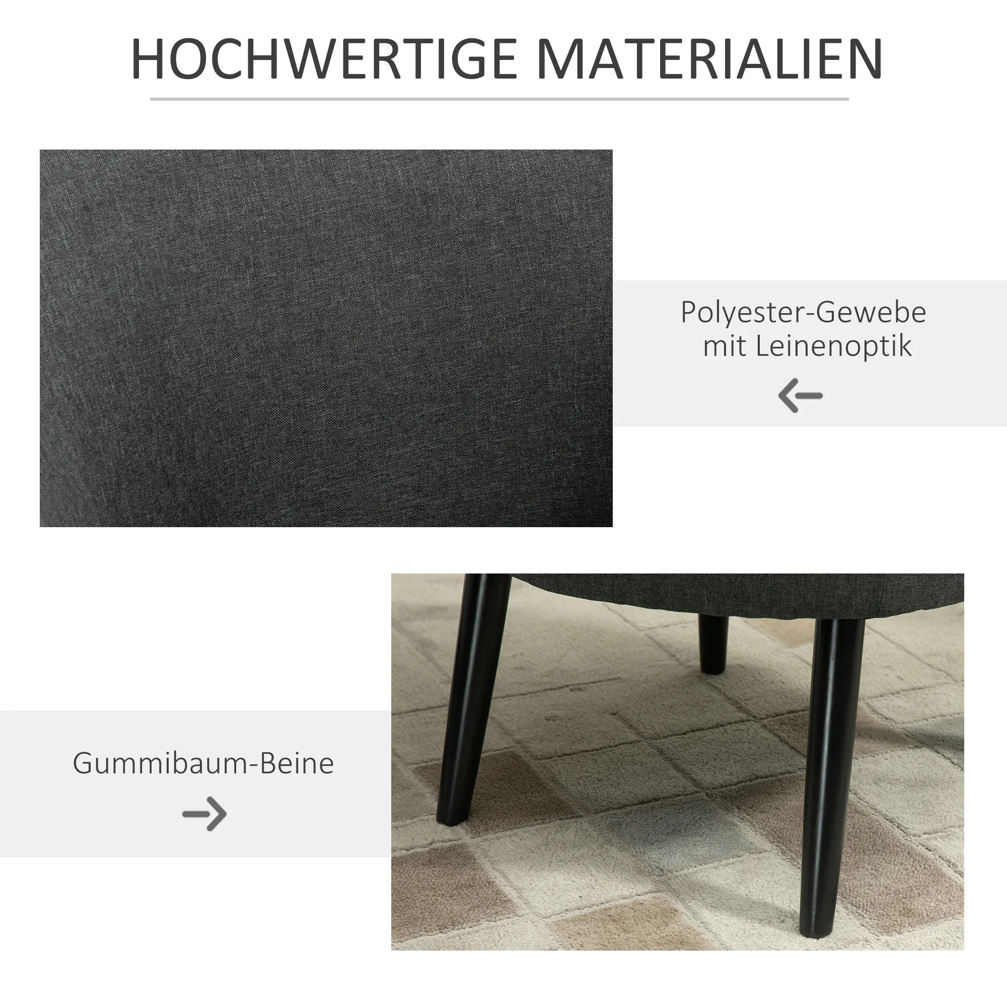 Moderner Sessel Grau 71B x 65T x 75H cm