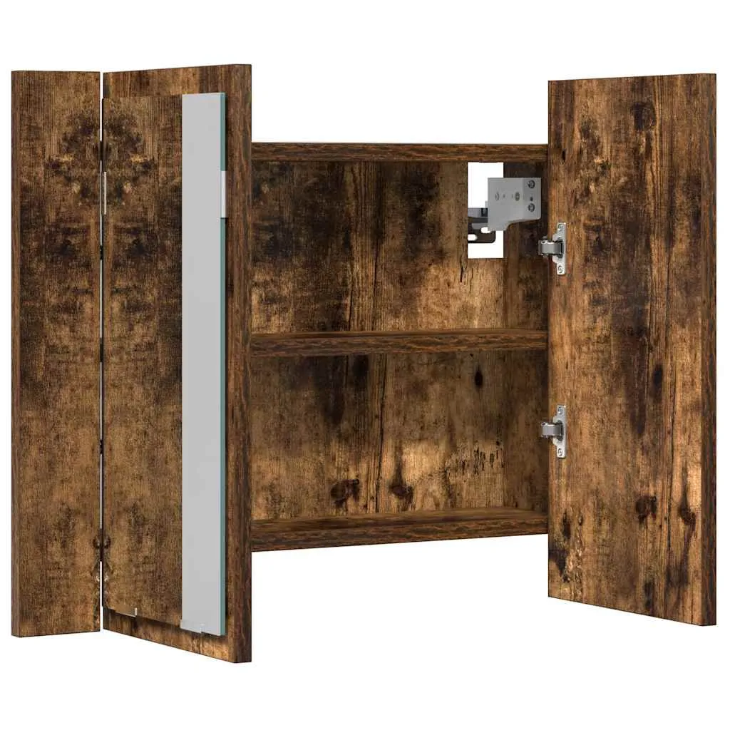 Spiegelschrank mit LED-Beleuchtung 60x12x45 cm Räuchereiche