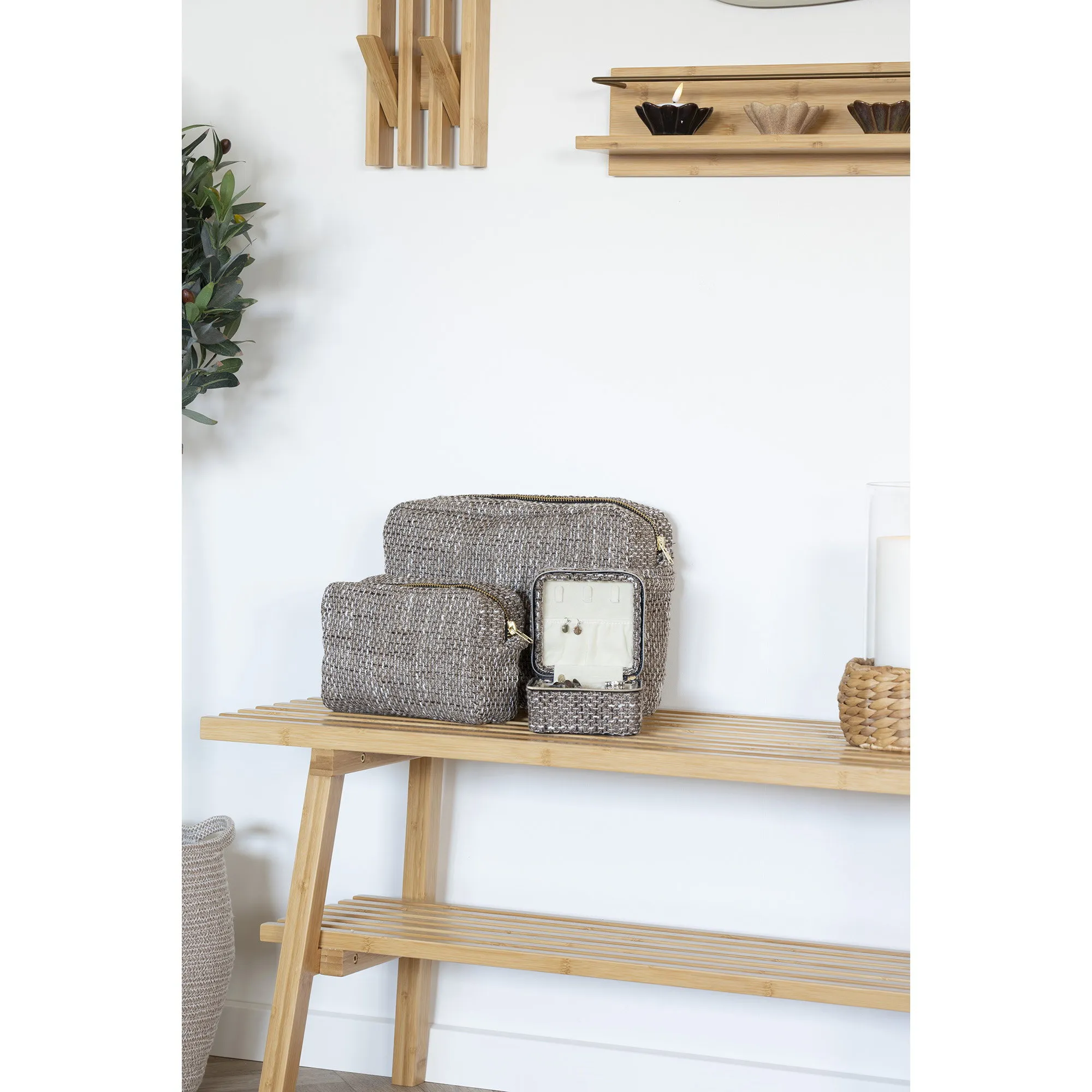 tinkaro Toilettasker Set 2-teilig 20 x 30 x 14 cm Braun Mix