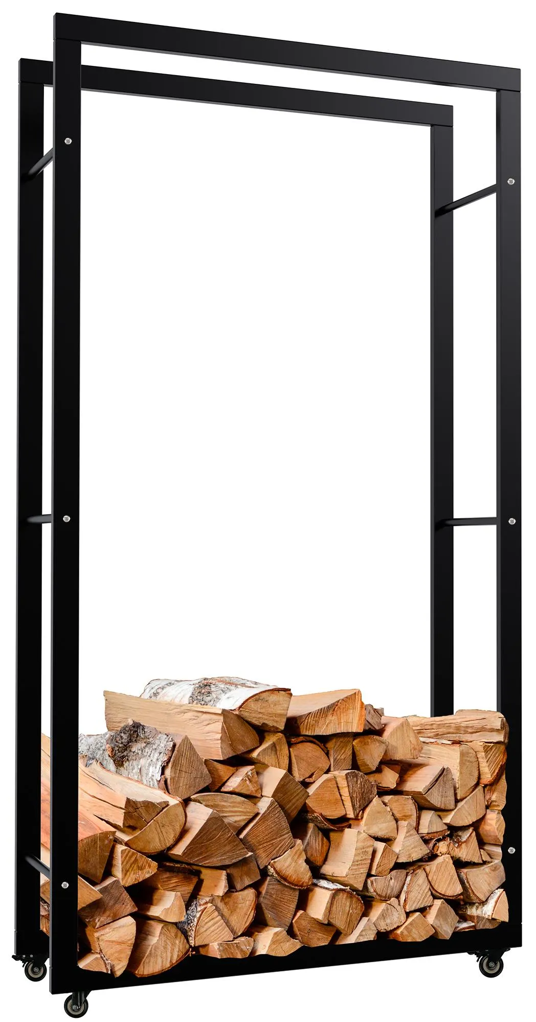 Kaminholzständer Keri Rollen 150x80x25 cm schwarz