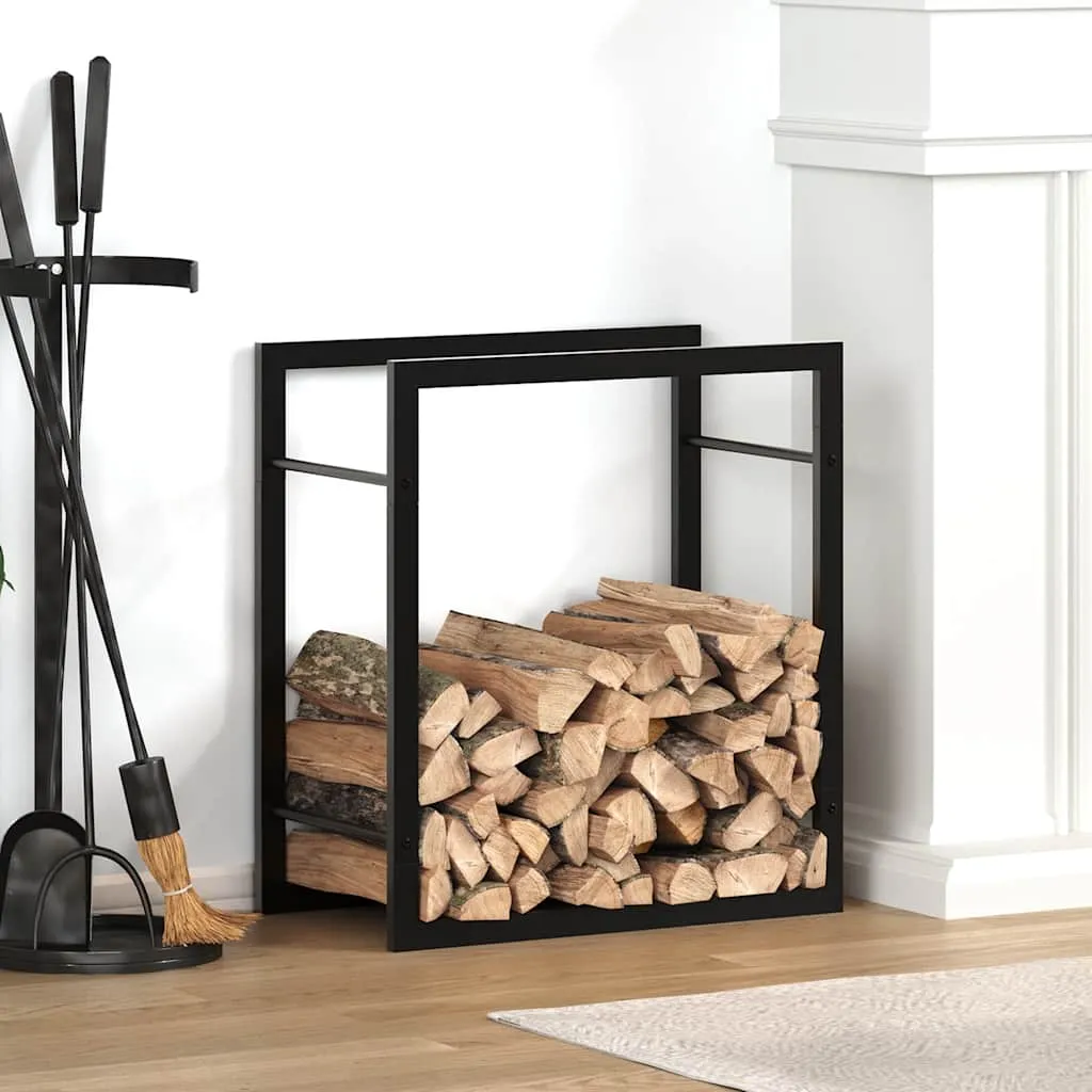 Kaminholzregal aus Stahl Mattschwarz 50 x 28 x 56 cm