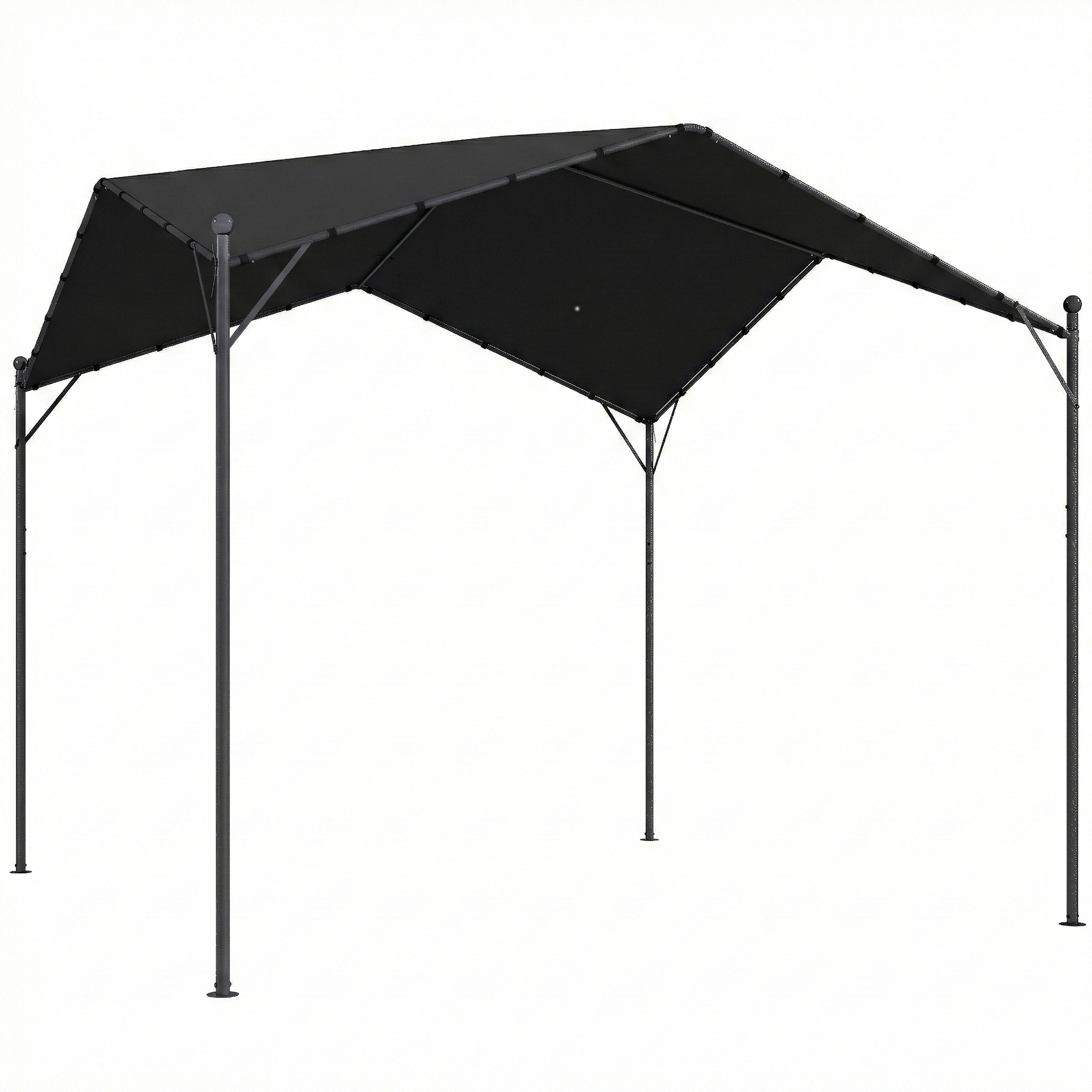 Pergola 3 x 3 m Dunkelgrau mit schrägem Dachdesign