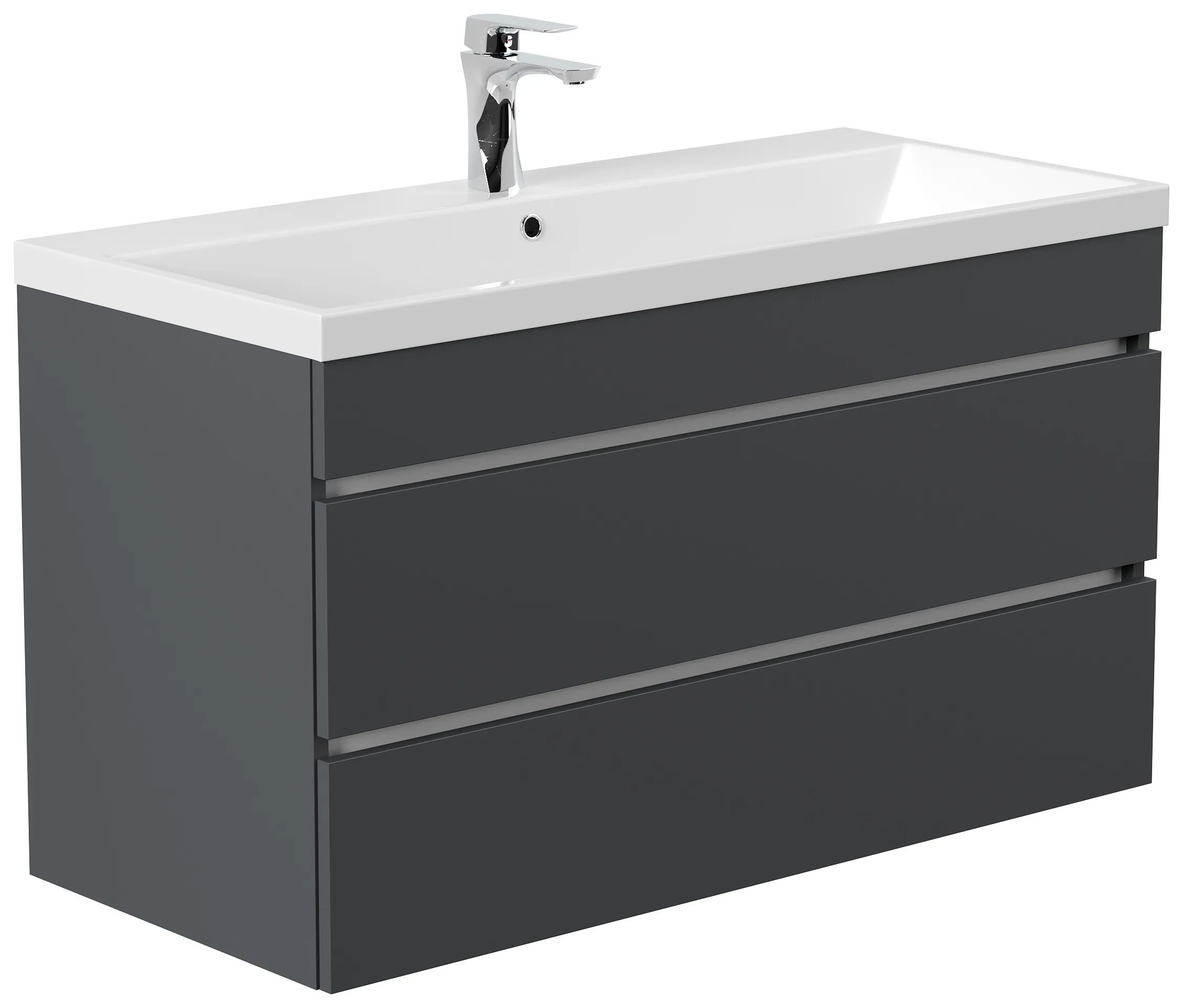 Badmöbel Fellini 100 SoftClose grafit mit grifflosen Schubladen