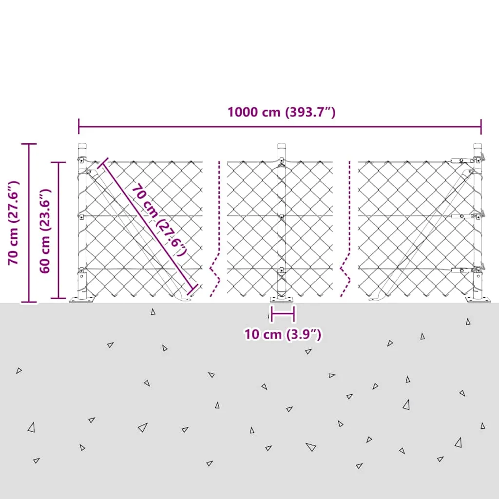 Zaunpfosten-Set aus Stahl und PVC Grün 1000 x 3,2 x 60 cm