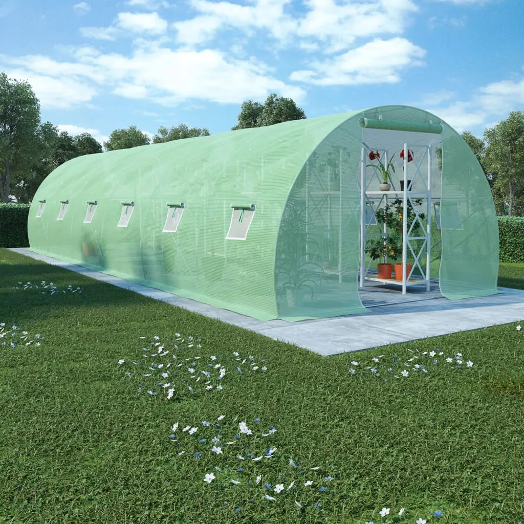 Gewächshaus 900x300x200 cm Grün mit PE-Netzgewebe und verzinktem Stahlrahmen