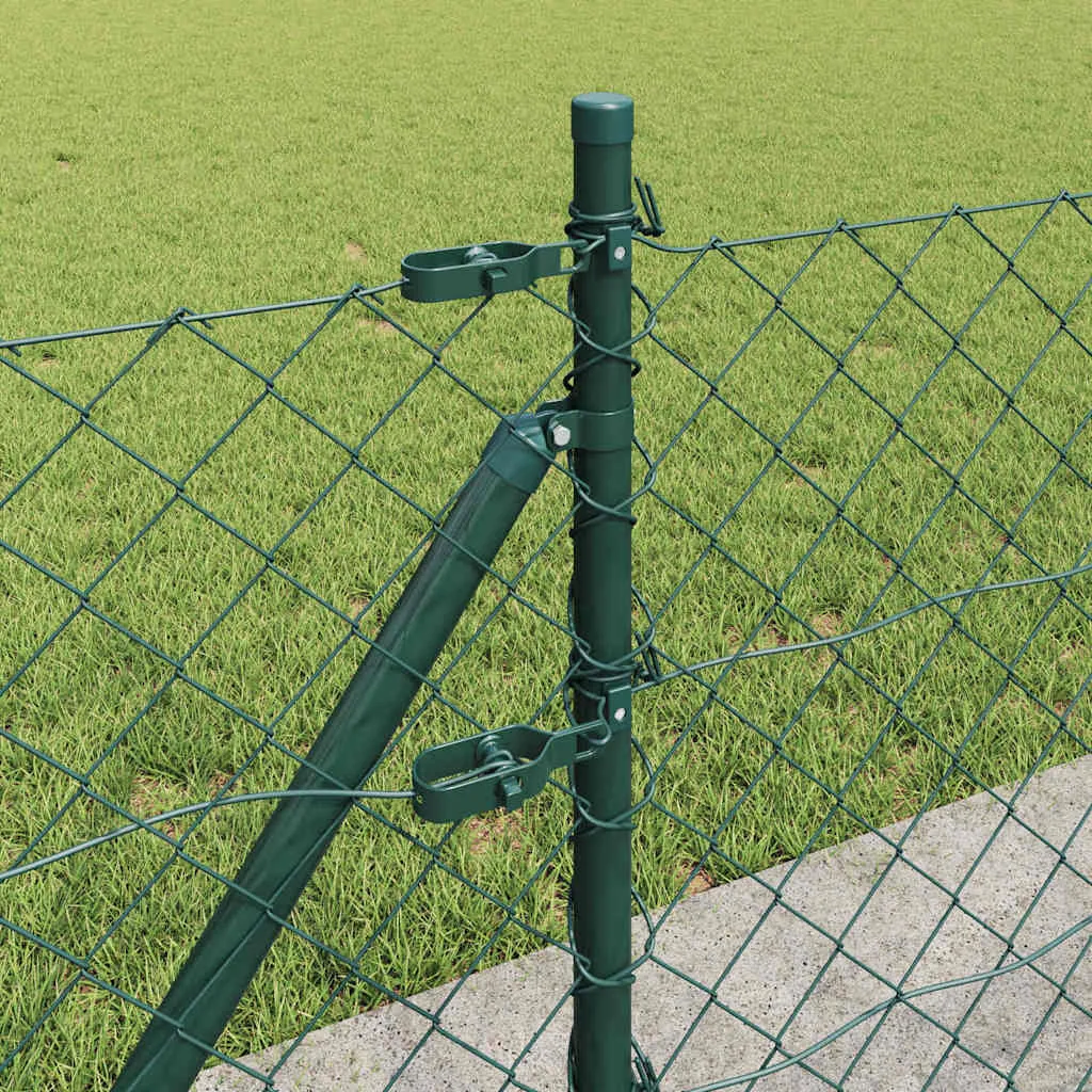Zaunpfosten Set Grün 2500 x 3,2 x 60 cm aus Stahl