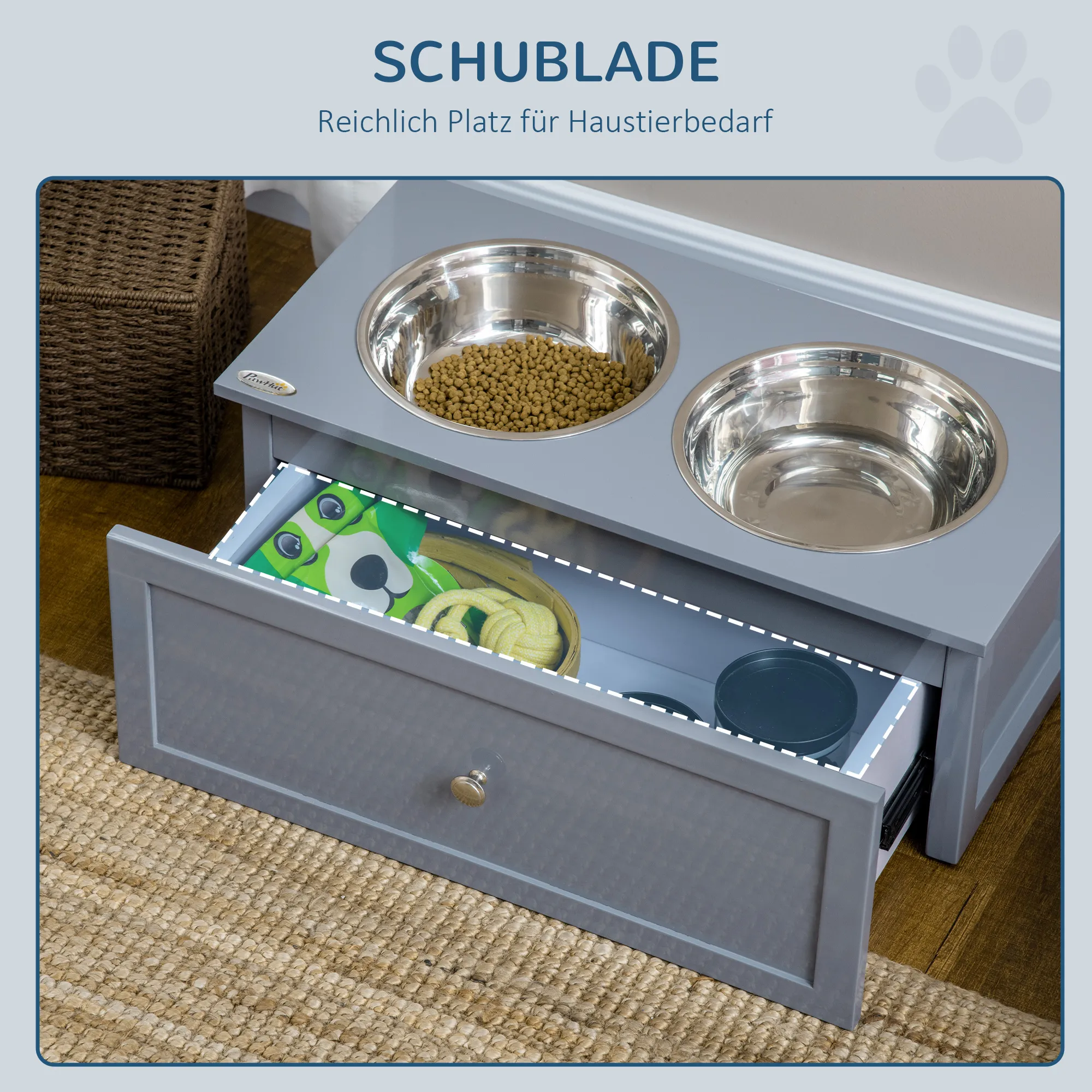 Moderne Futterstation Grau 60B x 30T x 24H cm
