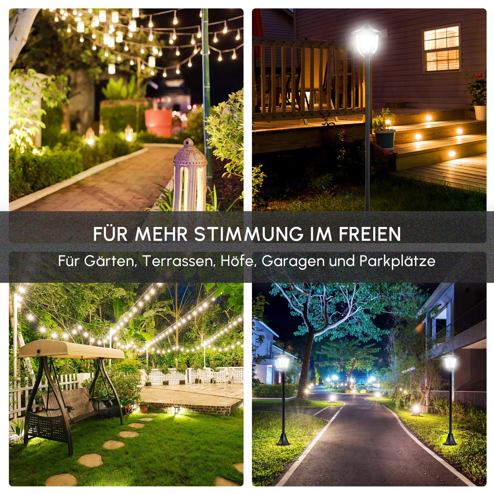 Solar Gartenlaterne LED 30 Lumen mit Erdspieß, 120 cm, Schwarz