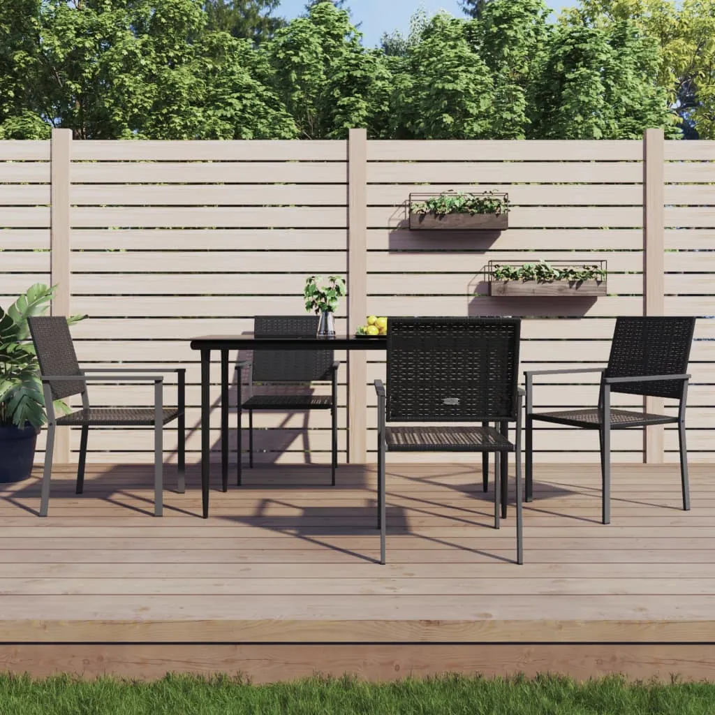 Gartenstuhl Schwarz 54 x 62,5 x 89 cm aus PE-Rattan und Stahl