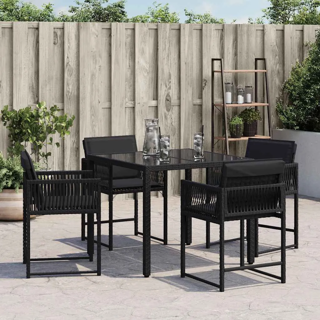 Gartenstuhl aus PE-Rattan mit Stahlrahmen 50,5x54x79 cm Schwarz