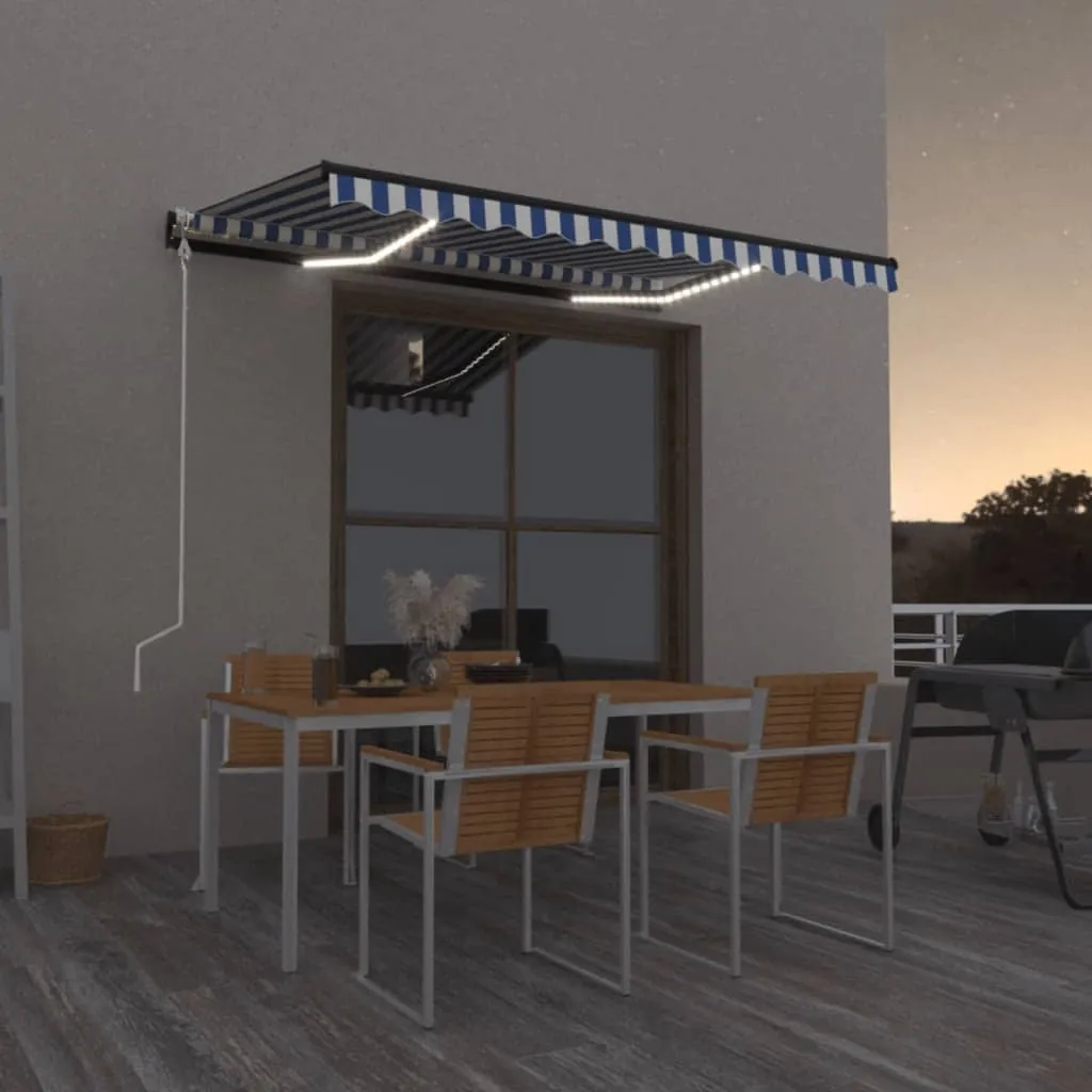 Einziehbare Gelenkarmmarkise 300x250 cm Blau Weiß mit Anthrazit Rahmen