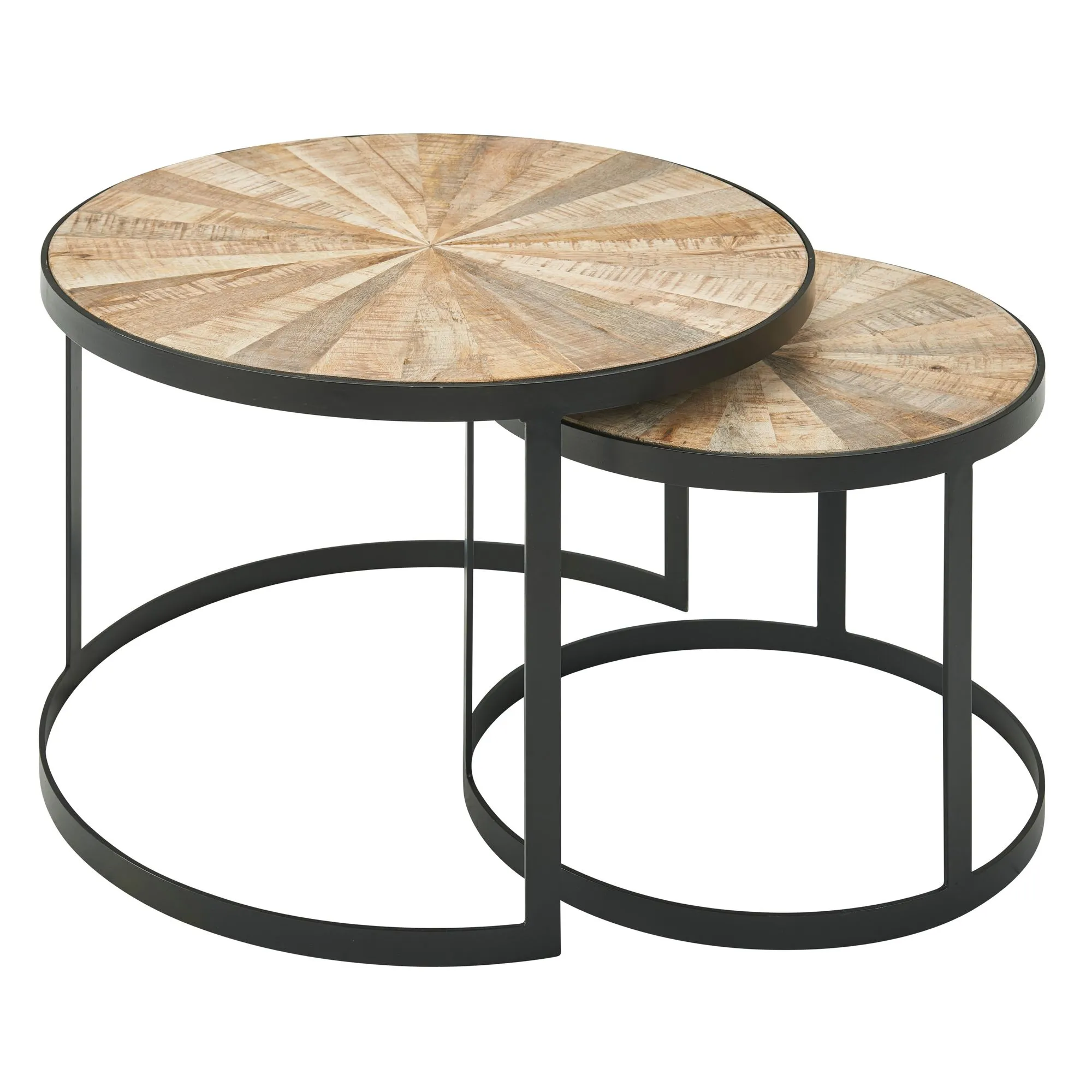 tinkaro Couchtisch rund Set SAYA Holztische Mangoholz Sofatisch Metallgestell tinkaro Couchtisch rund Set SAYA Holztische Mangoholz Sofatisch Metallgestell