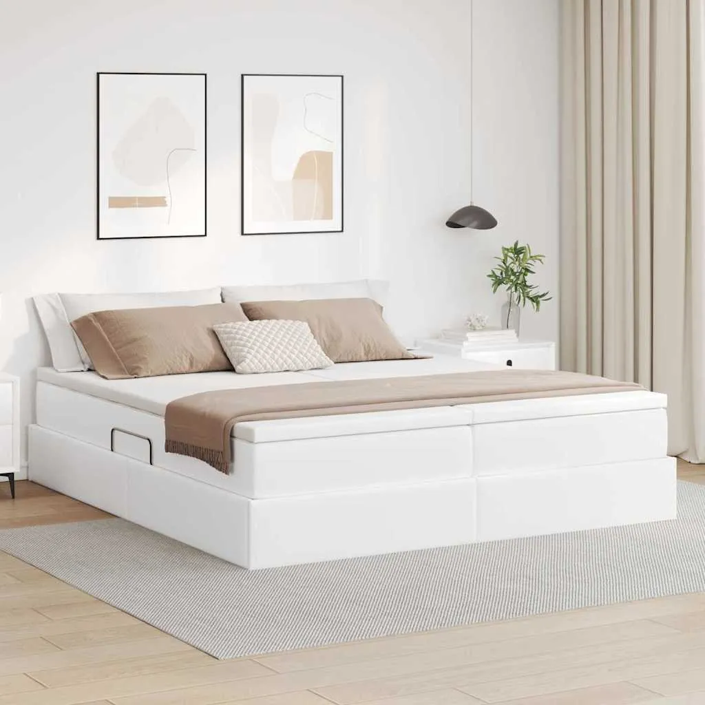 Aufbewahrungsbett mit Matratze 180 x 200 cm Weiß