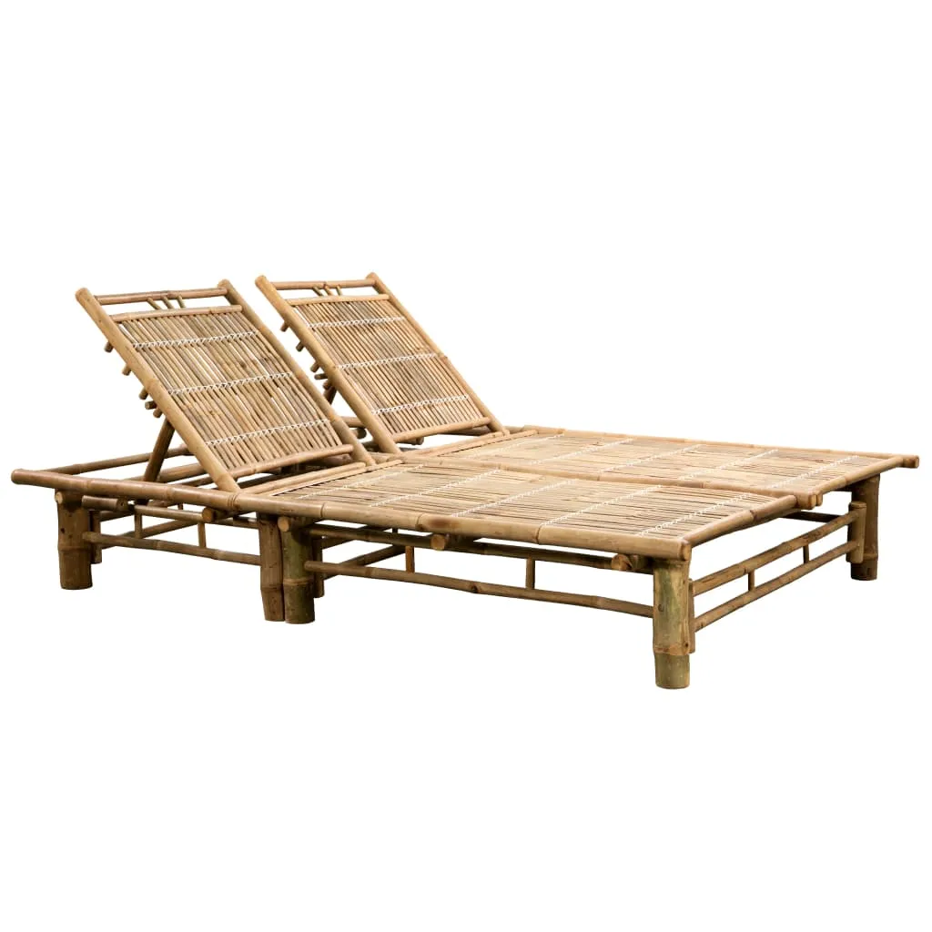 Komfortable 2-Personen-Sonnenliege aus Massivholz 200 x 130 x 24-87 cm