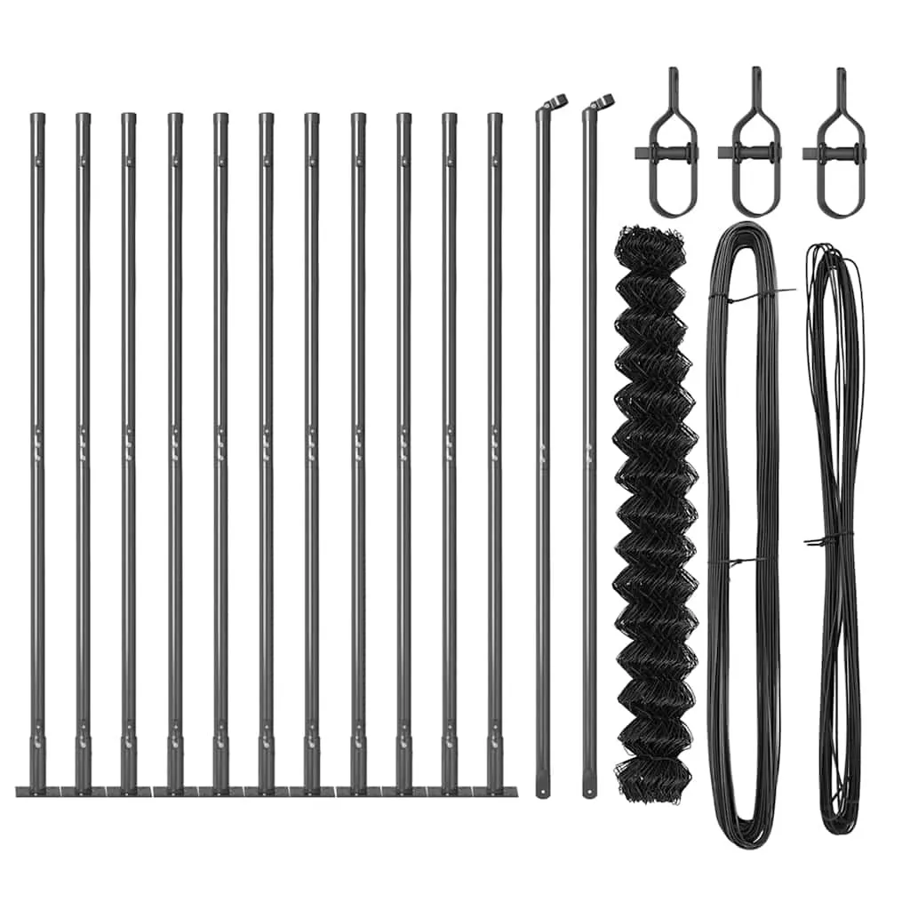 Zaunpfosten-Set Grau Stahl PVC 2500 x 3,2 x 160 cm