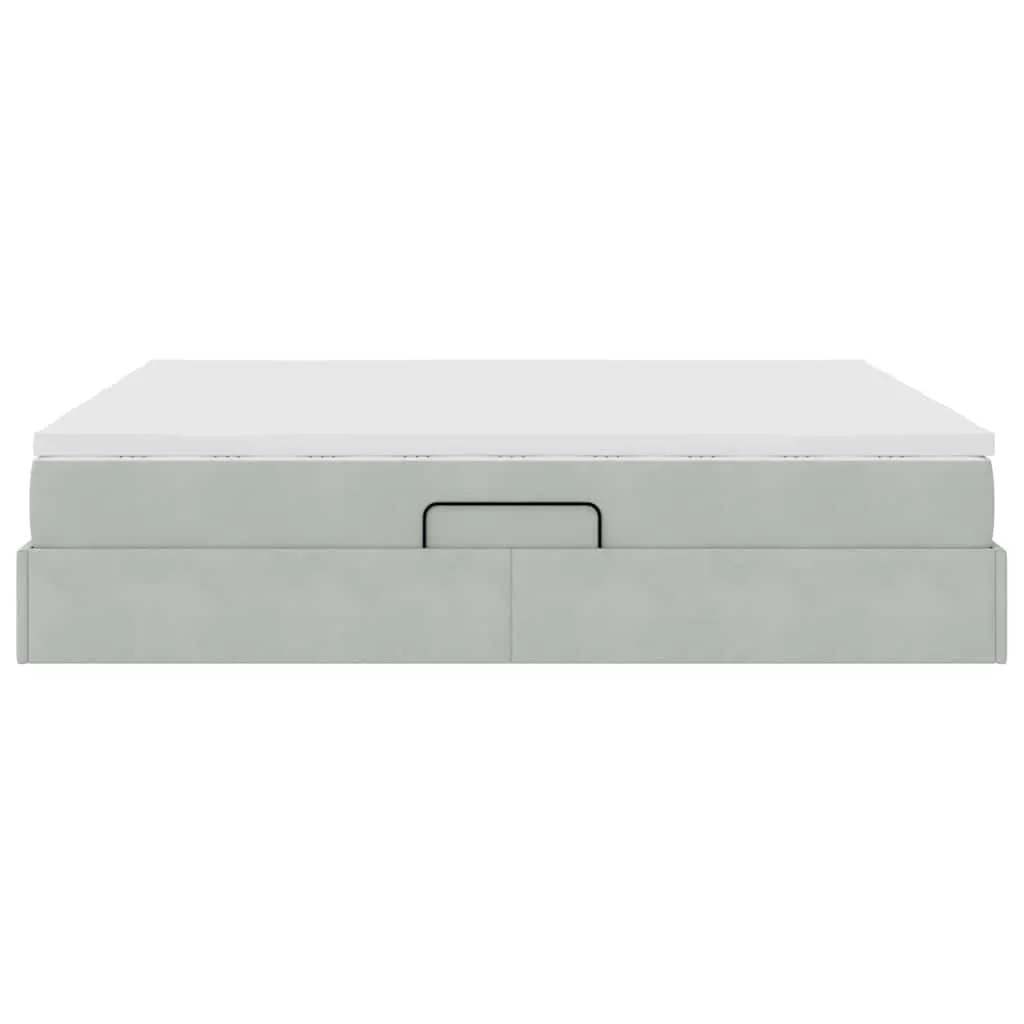 Stauraumbett mit Matratze 204 x 180 x 48,5 cm Hellgrau