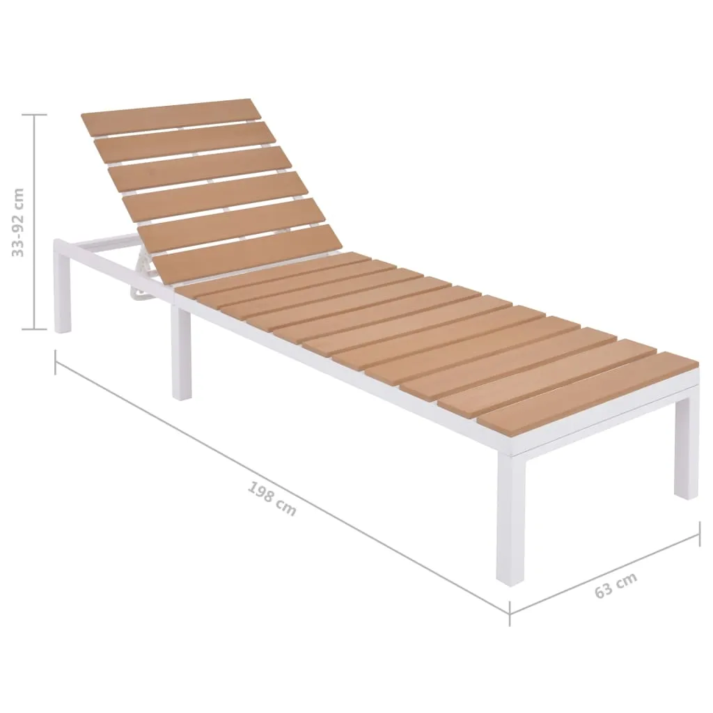 Sonnenliege Aluminium WPC 63x198x33-92 cm Weiß und Braun