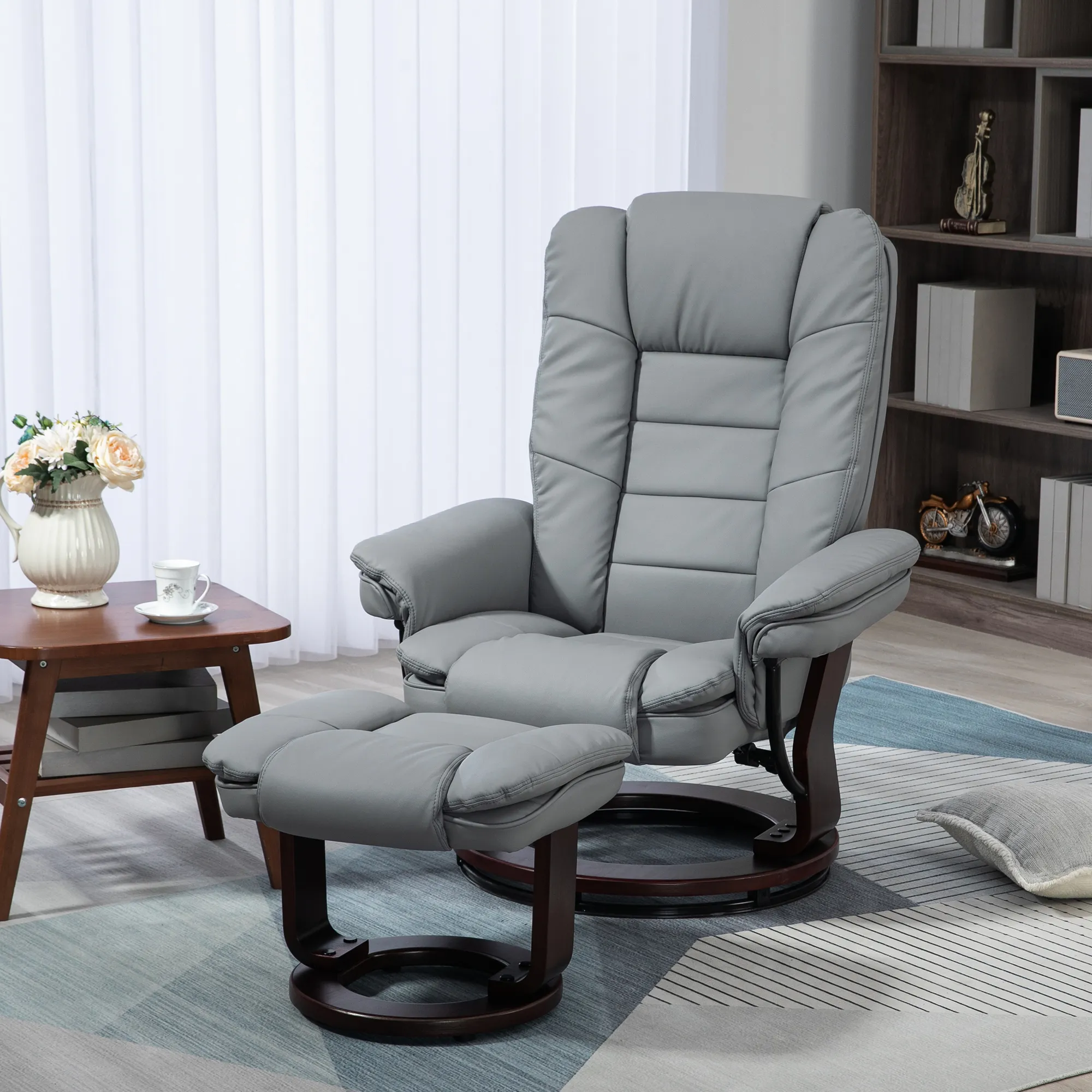 Relaxsessel Grau 85B x 82T x 106H cm mit Hocker