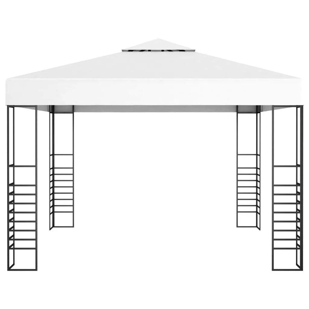 Weißer Pavillon 3 x 3 x 2,7 m mit UV-Schutz und Solar-Lichterkette