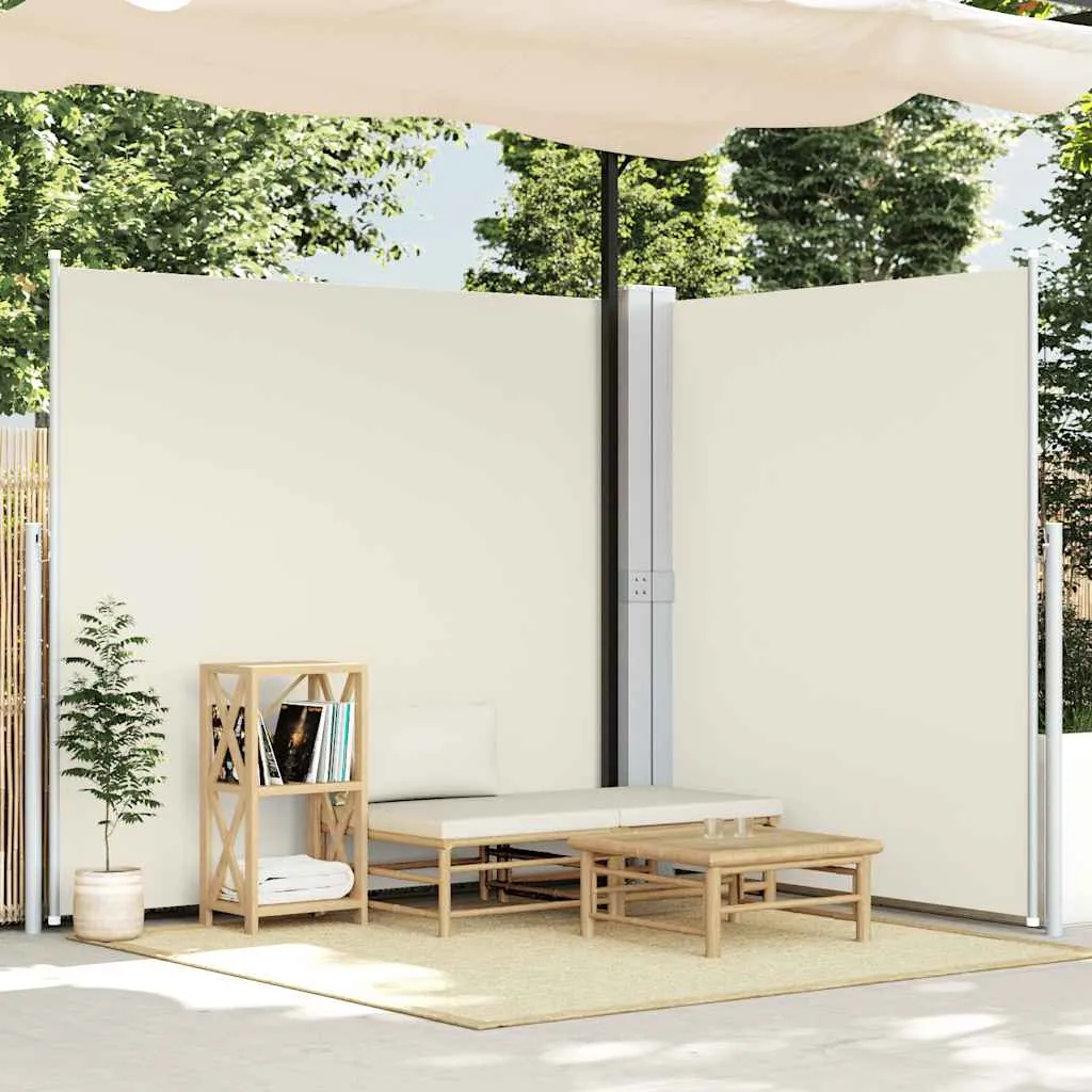 Doppelte Seitenmarkise 170 x 0-600 cm in Creme und Grau