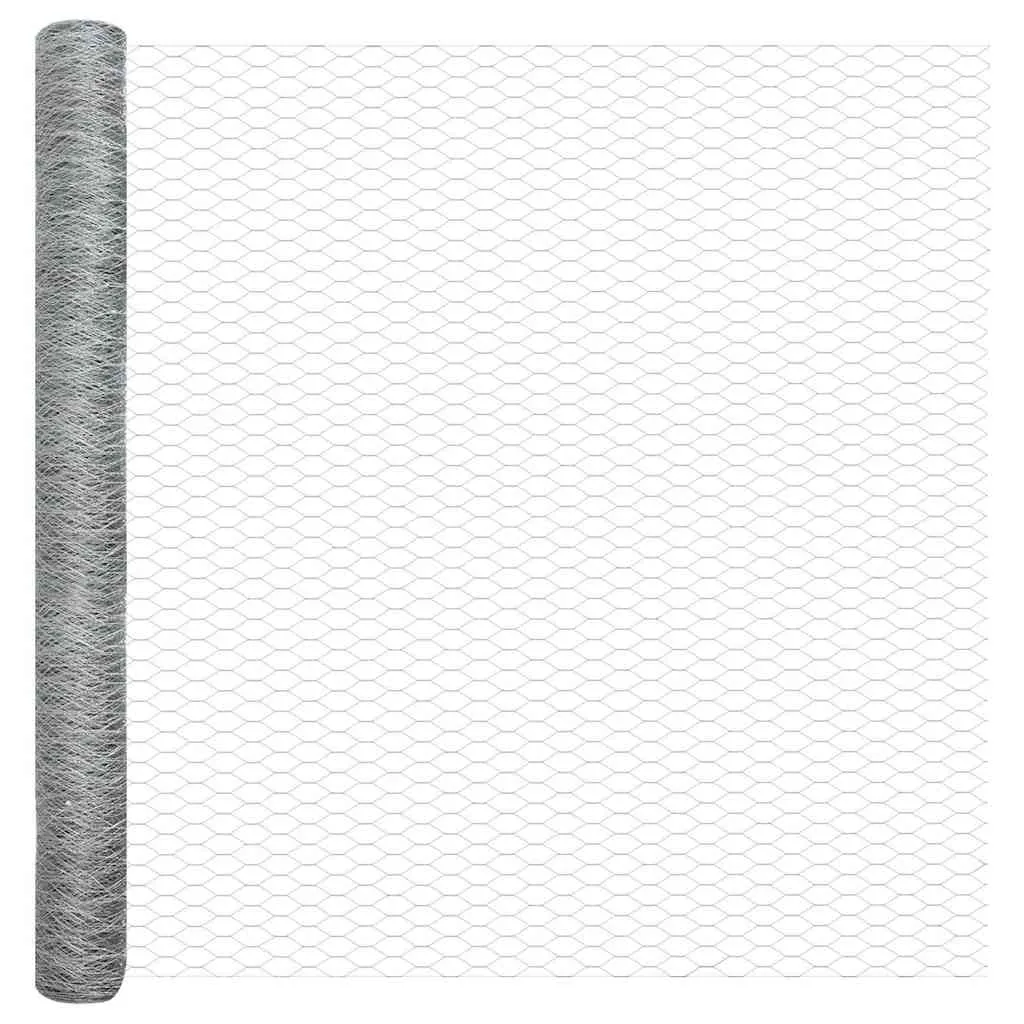 Outdoor-Hexagon-Zaun mit Betonbasis 50 x 1,6 m Silber Netz
